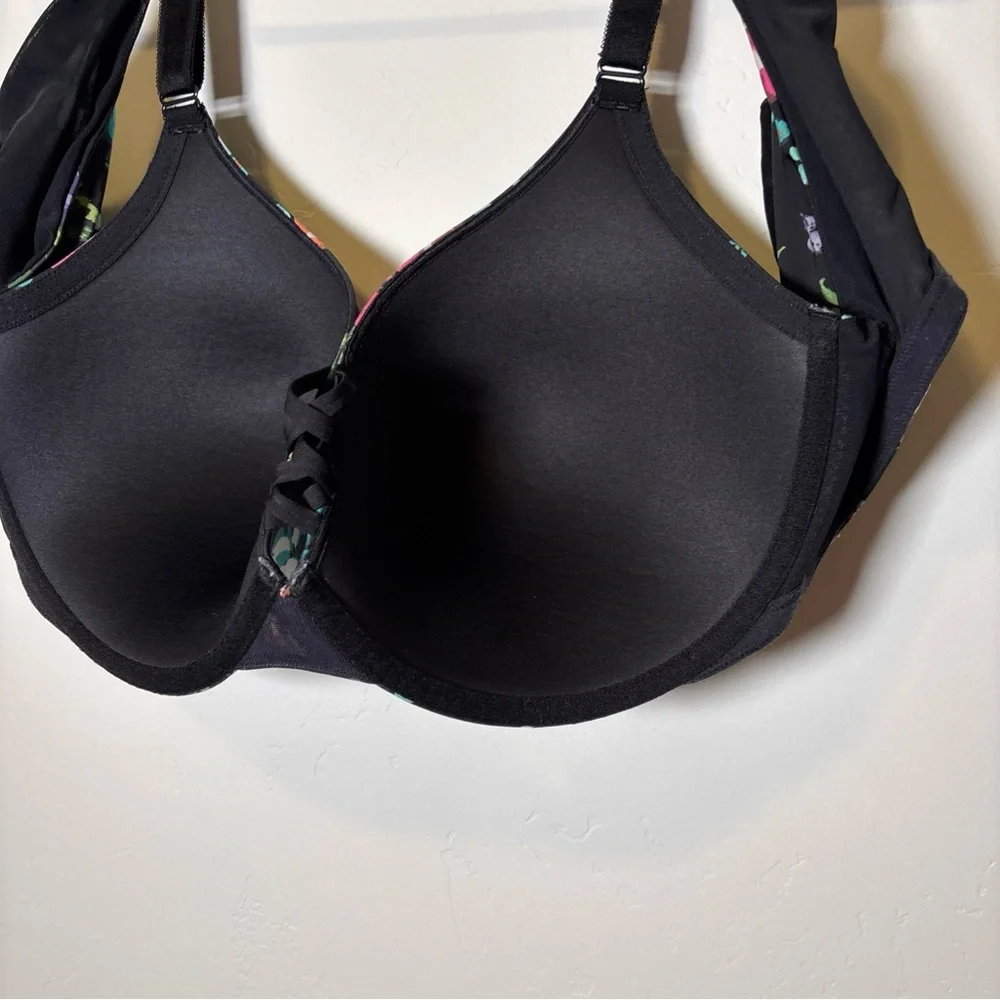Floral Print Women's Bra Criss Cross Detail Torrid XO Plunge Push-Up 42DDD EUC - Picture 4 of 9